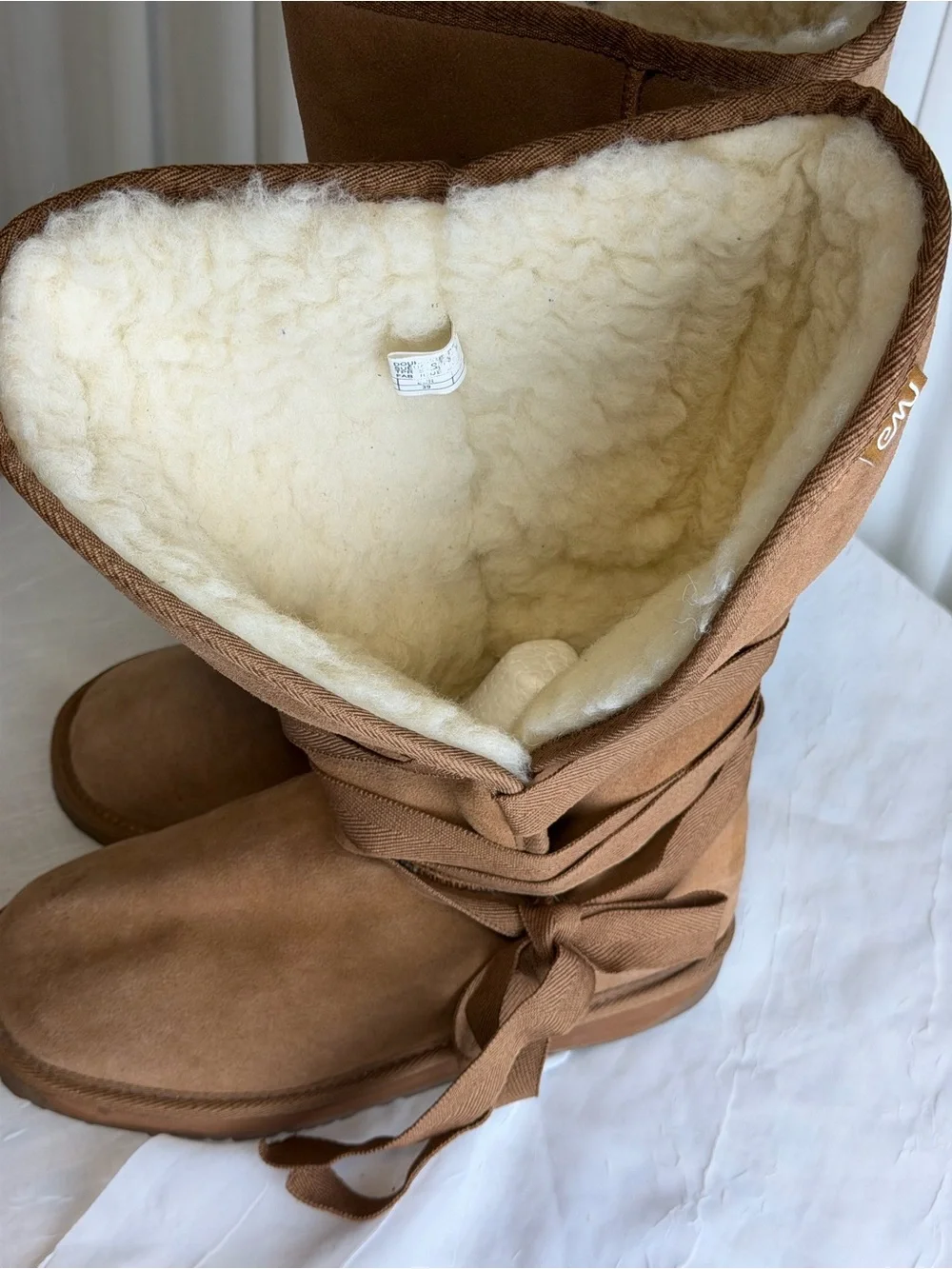 Emu Chestnut Suede Lace-Up Shearling Boots